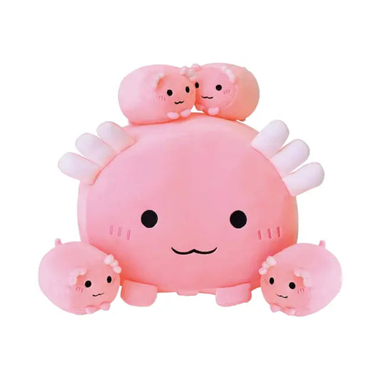 5-in-1 Axolotl Mommy & Babies Plush Set - Interactive Stuffed Animal UglyCutePlush