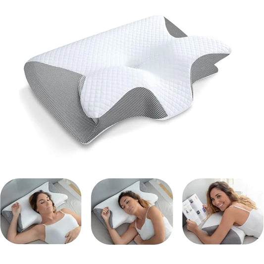 1pc Memory Foam Cervical Pillow, 2 in 1 Ergonomic Contour Orthopedic Pillow for Neck Pain, Contoured Support Pillows,Neck Pillow Shop1103452008 Store