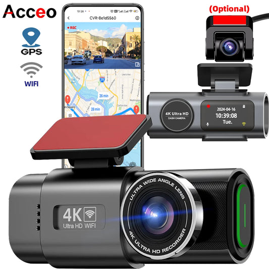Dash Cam 4K UHD Recording Car Camera DVR Night Vision Video Recorder Built-In Wi-Fi Support GPS 24H Parking Stone's Store